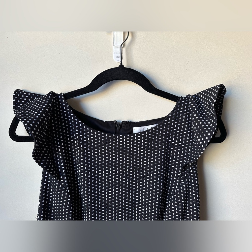 ELLE Dress Women's Size 4 Black White Round Neck Back Closure Zip - Picture 3 of 7
